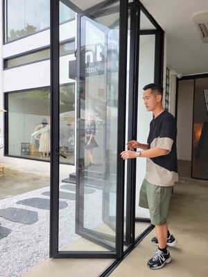 Customized Height Aluminium Bi Folding Doors Powder Coated Residential Bifold Doors