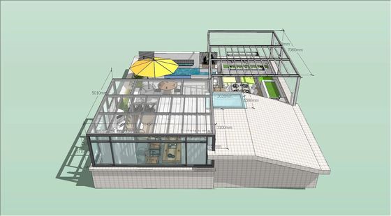Home Glass Sun Room Easy Installation Rain Resistance Glass Ceiling Sunroom