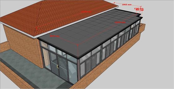 Home Glass Sun Room Easy Installation Rain Resistance Glass Ceiling Sunroom