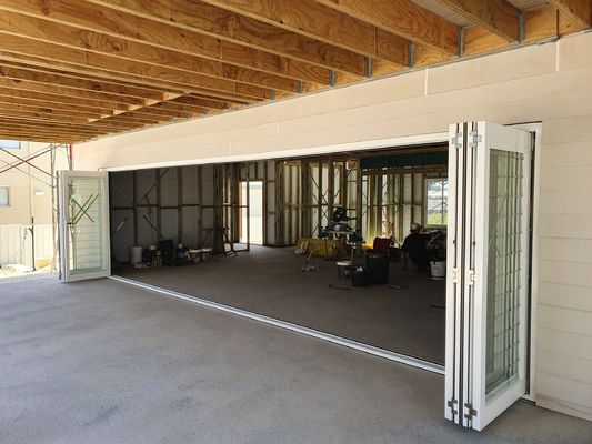 Folding Aluminum Frame Doors Powder Coating With Single / Double Glazed Glass