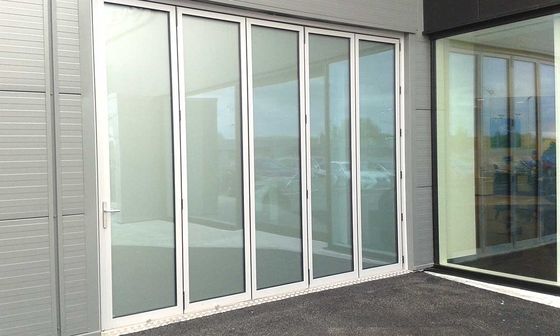 Folding Aluminum Frame Doors Powder Coating With Single / Double Glazed Glass