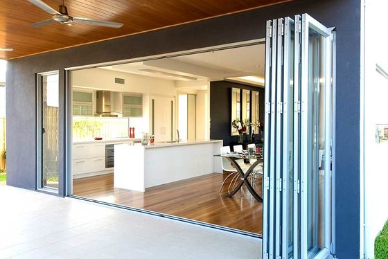 Folding Aluminum Frame Doors Powder Coating With Single / Double Glazed Glass