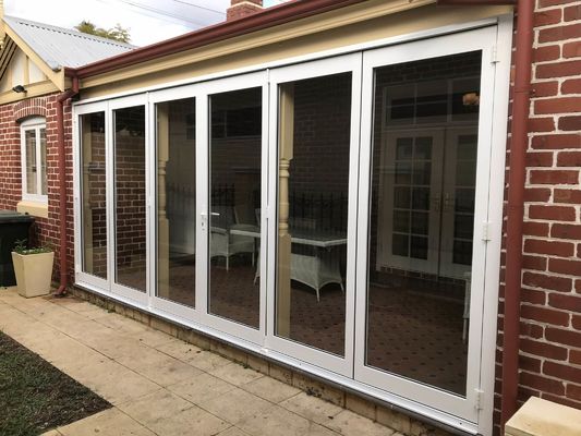 Inward / Outward Aluminum Folding Doors 1.0mm-2.0mm With Single / Double Glazed Glass