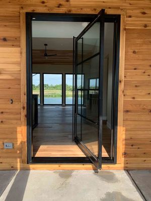 Slim Frame Custom Aluminium Pivot Doors Double Glazed Modern