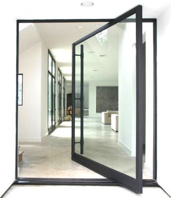 High Security Aluminium Pivot Doors White / Black Open Easily Thermal Insulation