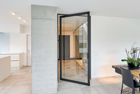 White / Black Aluminium Pivot Doors High Security Double Glazed