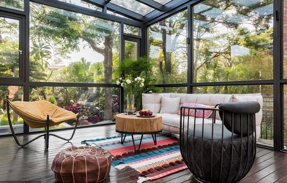 Low E Glass Glass Roof Sunroom Powder coating / Anodized / Electrophoresis Winter Sunroom