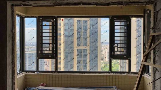 90 Degree Aluminum Casement Windows Waterproofing 5mm 6mm 8mm 10mm 12mm Glass Thickness