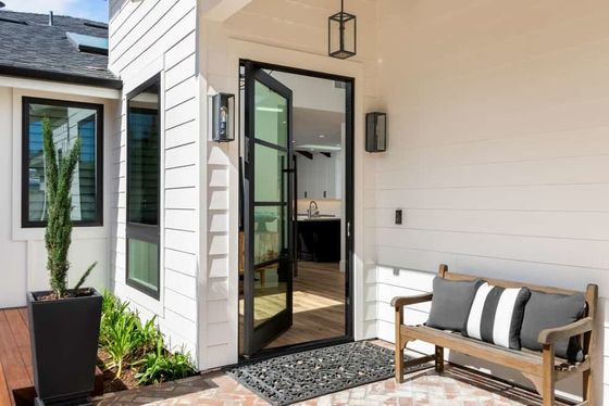 High Security Aluminium Pivot Doors White / Black Open Easily Thermal Insulation