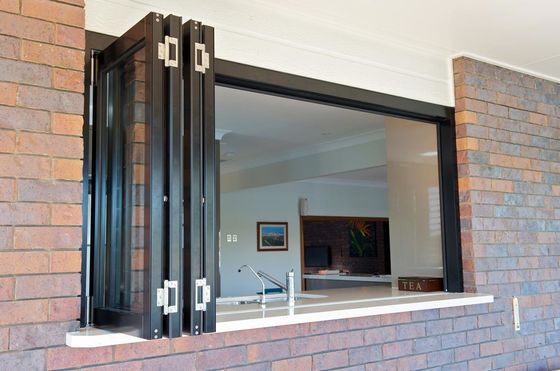 Double Glazed Aluminum Bifold Windows Customized Width High Security